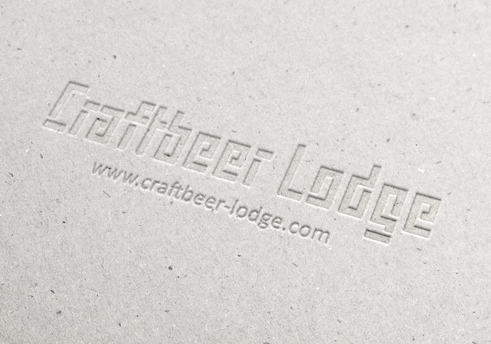 Geprägtes Logo, Verpackung Craftbeer Lodge.