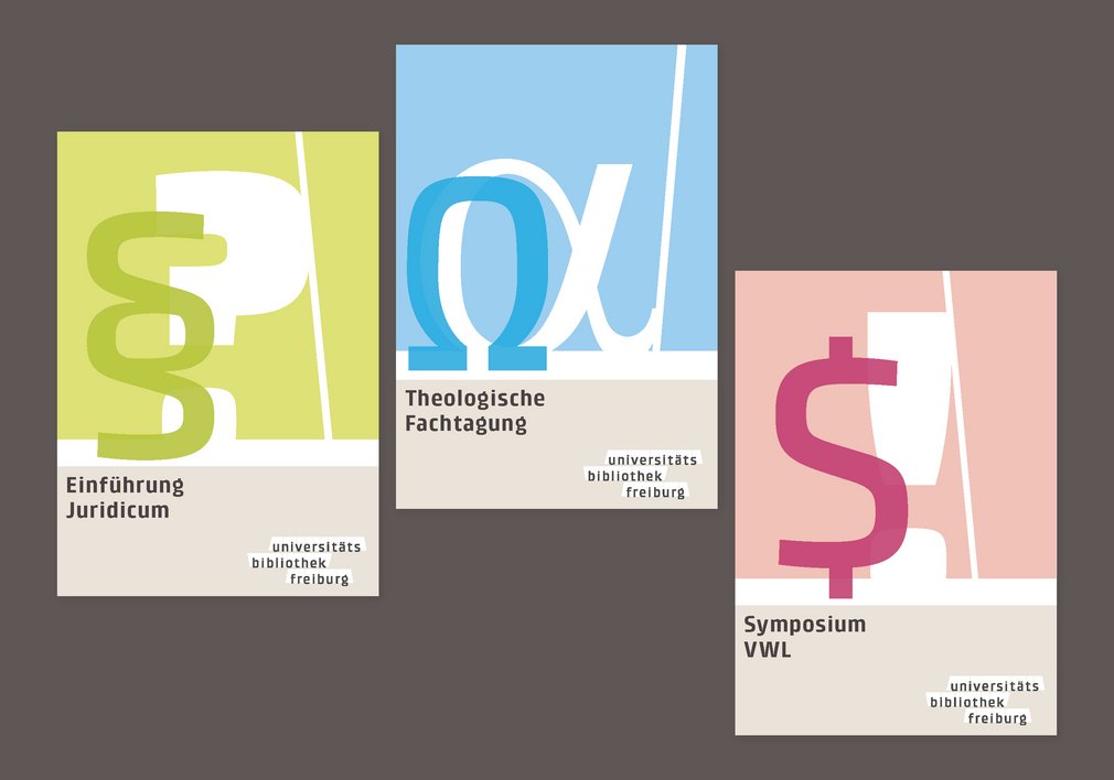 Plakatmotive für verschiedene Fakultäten und Themen der Univérsität.