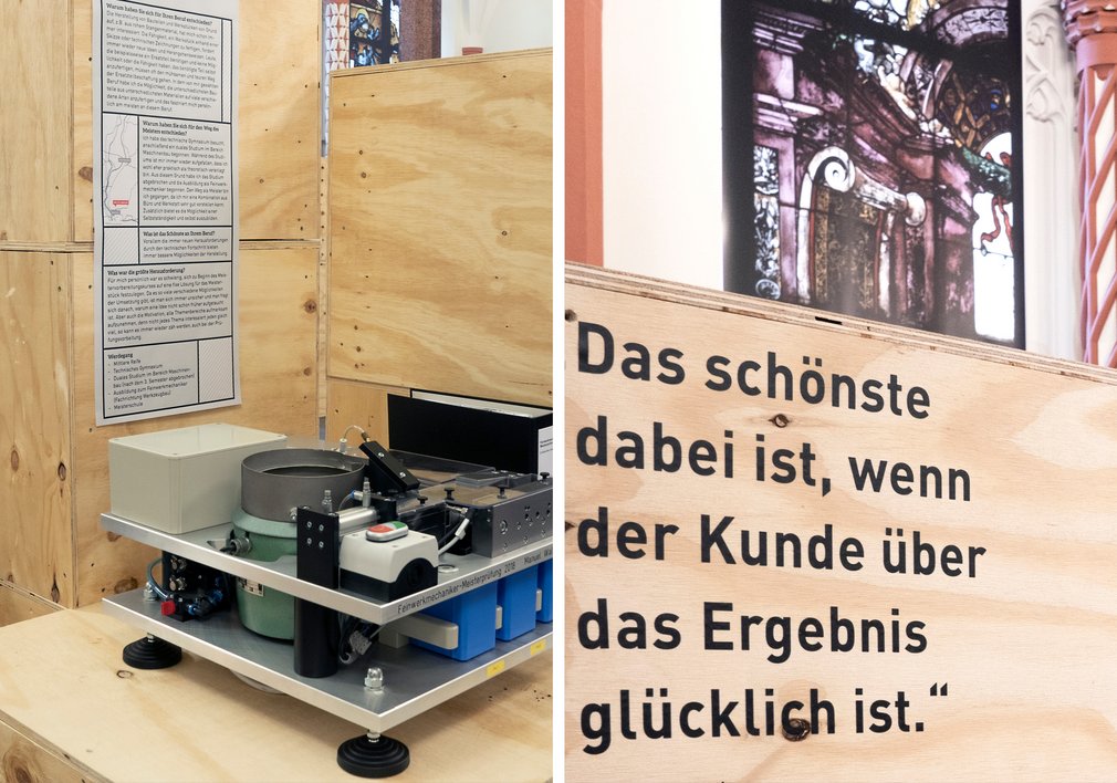 Die Würfel bilden eine homogene Kulisse für sehr unterschiedliche Exponate