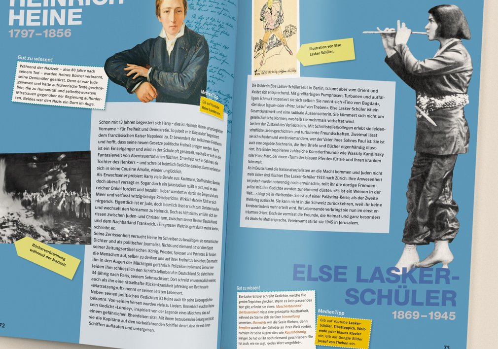 Die Sprachstarken: Doppelseite Autoren Heinrich Heine und Else Lasker-Schüler